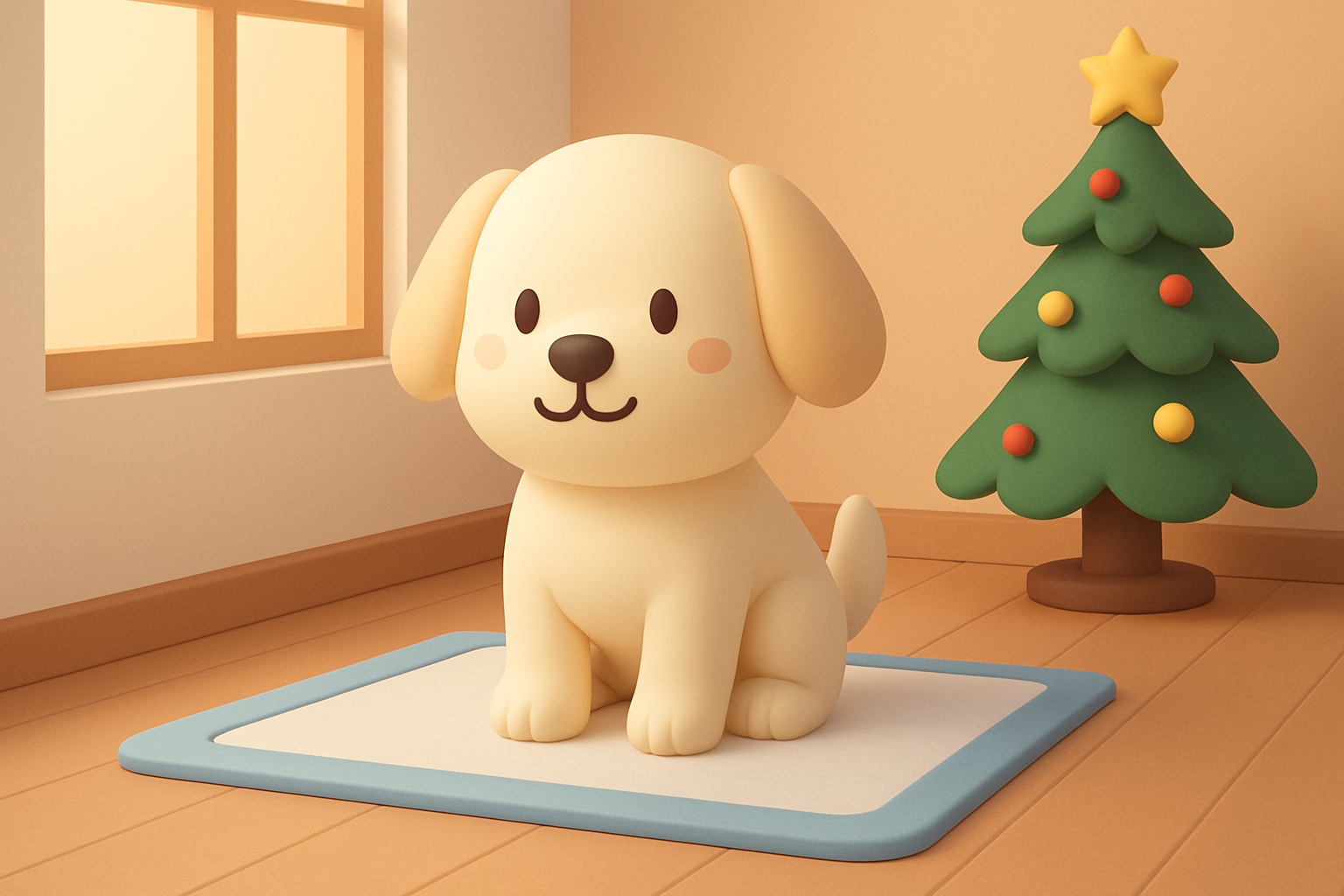 Cute 3D puppy wagging tail